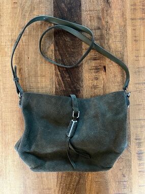 Stella & Dot Dark Green Suede Crossbody